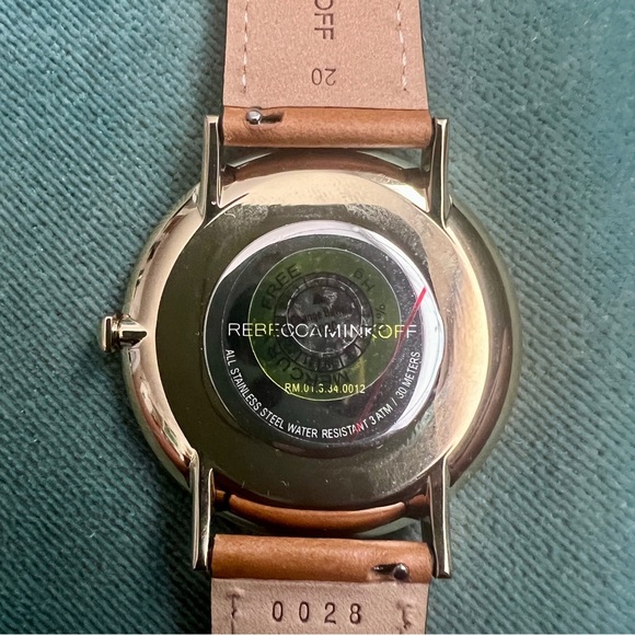 NWT Rebecca Minkoff Watch Tan Leather Satinless Steel Water Resistant Classic - Picture 7 of 9